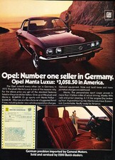 1973 Opel Manta Luxus - germany -  Classic Vintage Advertisement Ad A63-B