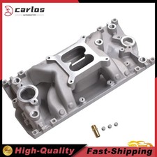 Dual Plane Satin Carb Aluminum Intake Manifold For Chevy Sbc 1996-02 V8 305 350