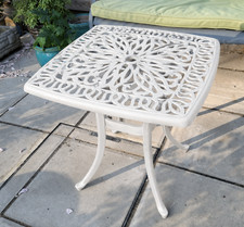 Cast Aluminium Patio Table French Style White Bistro Garden Coffee End Furniture