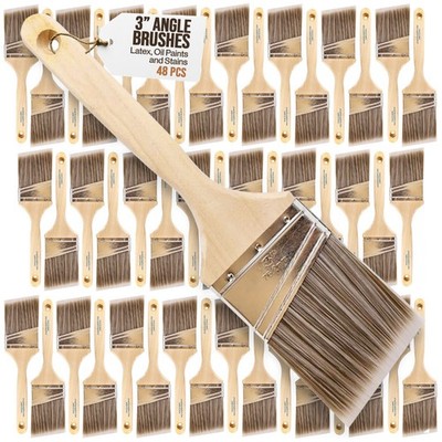 48PK 3 ''Angle House Wall,Trim Paint Brush Set Home Exterior or Interior Brushes