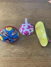Vintage Tin Litho Party Noisemakers Lot of 3 - Mid Century Clown  Polka Dot USA