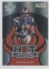 2008 Score Select Hot Rookies prueba de artista 9/32 Donnie Avery #HR-8 RC 0c2
