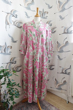 Abito camicia lungo cotone floreale rosa e verde IBLUES by Max Mara taglia 12