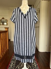 NEXT size 16 ladies white and blue linen dress in excellent condition