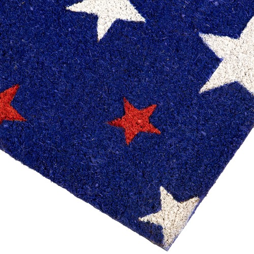 Felpudo exterior Northlight Blue Coir rojo y blanco estrellas americana 18" x 30" - Imagen 5 de 5