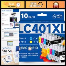Compatible Ink Cartridges for Brother LC401 401XL - 10-Pack High Yield, Quality
