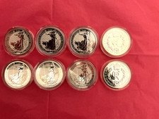 2023 8 x Britannia and Coronation Cypher 1oz Silver Bullion Coins in Capsules