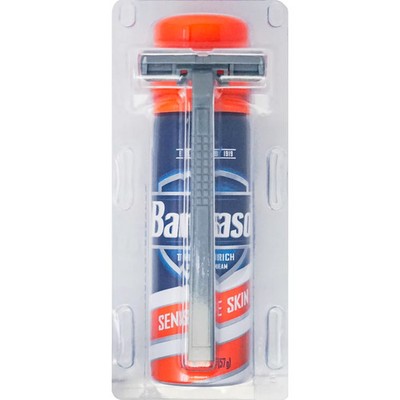 2 Barbasol Men's Razor & Shaving Cream Sensitive Skin Travel Size 2oz Blue
