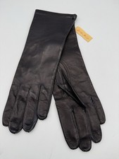 VTG Black Leather Women 11  100 Silk Lined Gloves Size7 Soft Supple /roh
