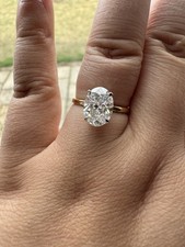 2.32ct E VS2 Oval Lab Grown Diamond Ring Thin Band Hidden Halo