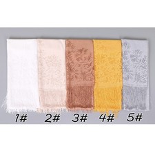 Lace Bridal Shawl with Floral Patterns Hollow Solid Color Muslim Hijab