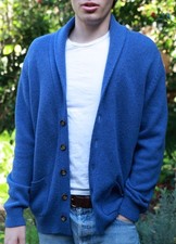 J. McLaughlin M Wool Blend Shawl Collar Cardigan Sweater Blue