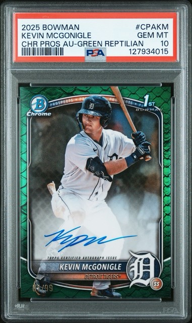 2025 Bowman Chrome Kevin Mcgonigle Green Reptilian 1st Auto /99 PSA 10 #CPAKM