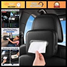 Extra Large Leather Car Tissue Holder, Fits 120-230 Count Boxes, Dual Zipper Acc