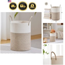 Laundry Basket Hamper Woven Cotton Rope Tall 72L Storage Organizer