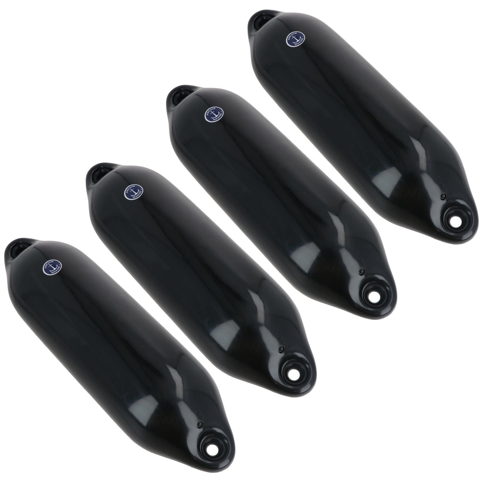Boat Fender Black Anchor Marine 4pk 15cm x 55cm Yacht Bumper Mooring Buoy