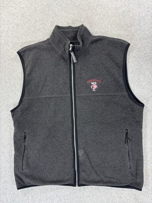 Wisconsin Badgers Fleece Stitched Logo Campus Jacket Vest (Men's 2XL) Gray