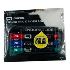 4 Markers Quartet Liquid Ink Dry Erase Markers Black, Red, Blue, Green Chisel