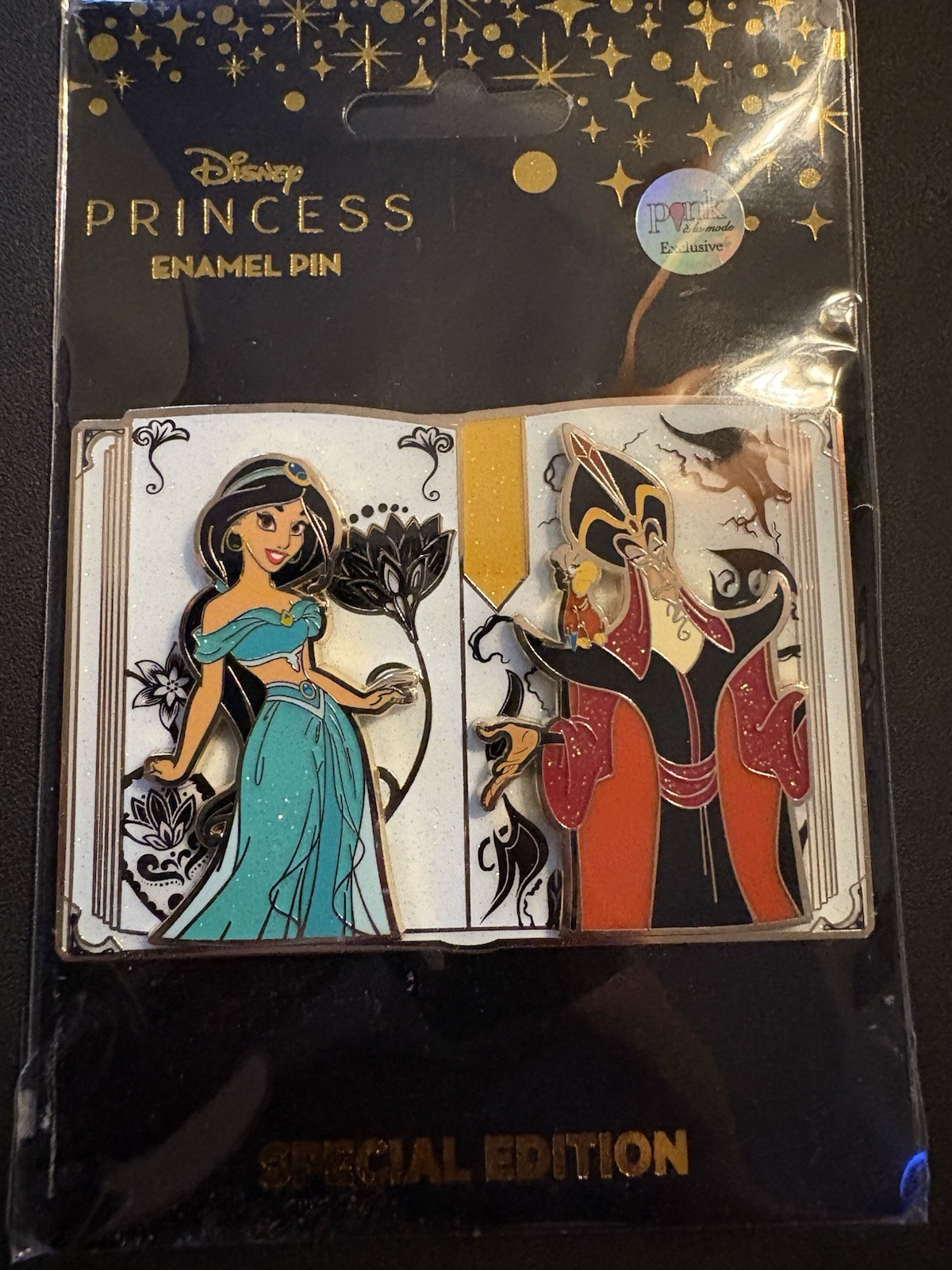 Pink A La Mode PALM Jumbo Storybook Chaser Jasmine Jafar 3”  Disney Pin LE 150