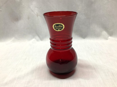 Vintage Anchor Hocking Anchorglass 6.5'' Ruby Red Vase Original Sticker
