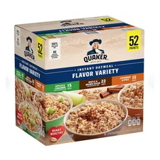🔥Quaker Instant Oatmeal, Variety Pack, 1.51 oz., 52 pk. Whole grain Quaker Oats