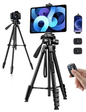 Tripod Stand, 68" Tripod for iPad iPhone with Remote Universal Holder Carry B...
