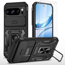 for Google Pixel 10/10 Pro Case with Slide Pro, Ring/Black