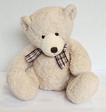 Animal Alley Cream Bear Plush Tan Sitting Stuffed Animal Bow Toys R Us 2000 11"