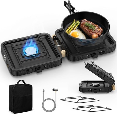 Camping Propane Stove 2 Burner 20000 BTU, Portable Folding Propane Stove with...