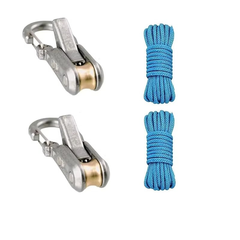 6 Hooks Rope with Roller Tensioner Lock Buckle Tie Down Rope Cargo Tightening