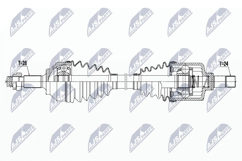 NTY Drive Shaft NPW-PE-027 for Peugeot Front Axle Left 696 mm