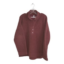 AERIE Size Large Fluffy Sherpa Pullover Sweatshirt Women's Burgandy