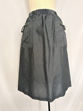 Vintage 80s City Square Gray Black Striped Prairie Midi Skirt S/M