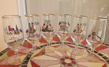 6  Vintage Biergl&auml;ser / Tulpengl&auml;ser Olympia 1972 Goldrand verschiedene Motive