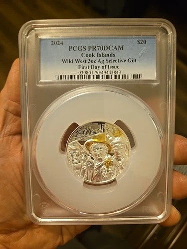2024 Cook Islands Legends Wild West 3oz Silver Gilded Proof Coin NGC PF 70 UC