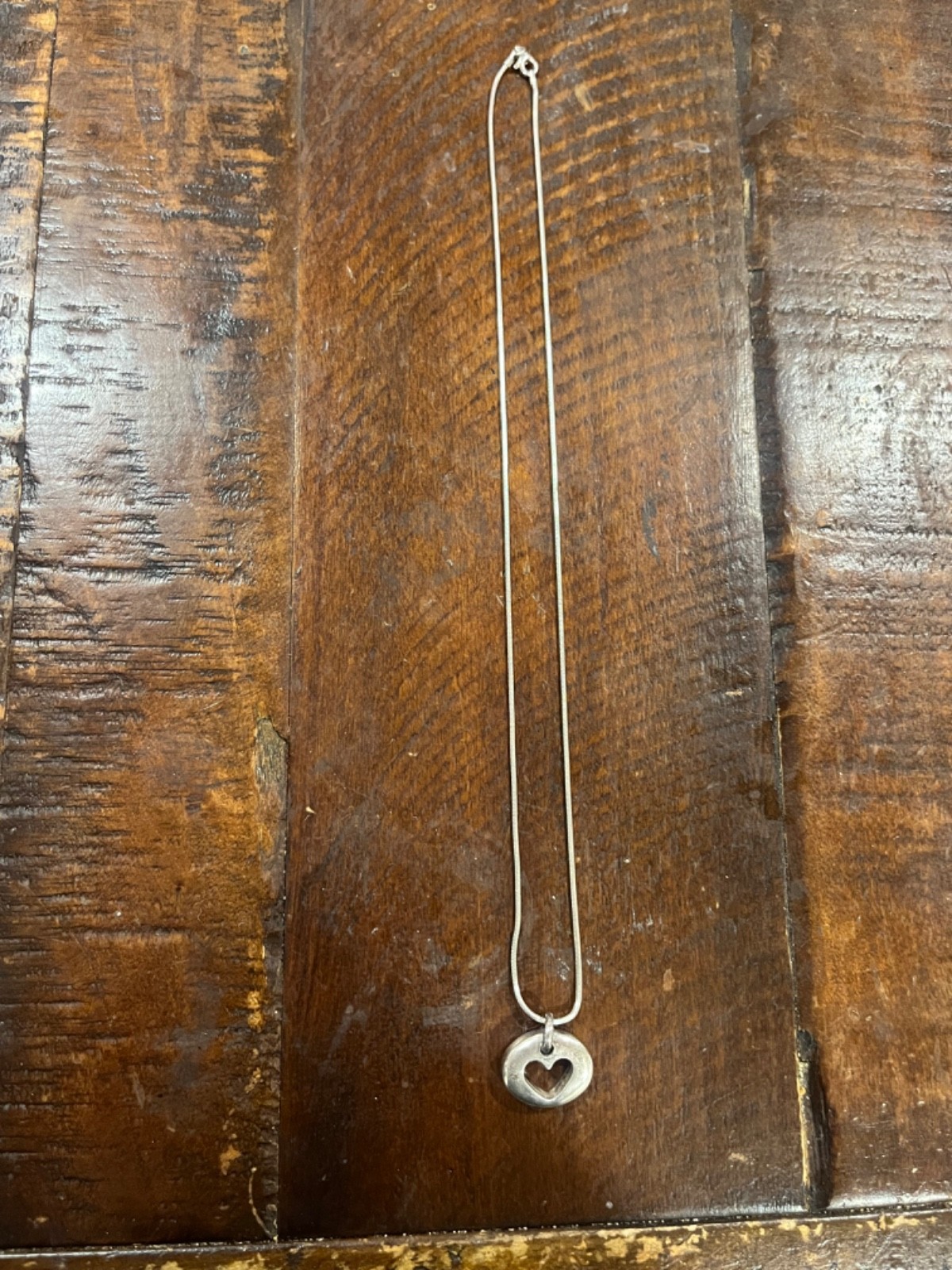 Sterling Silver Solid Cutout Heart Pendant Snake … - image 8