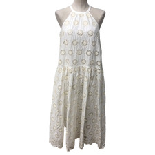 Madewell Embroidered Drop Waist Maxi Dress Floral Eyelet Womens XXS White Beach