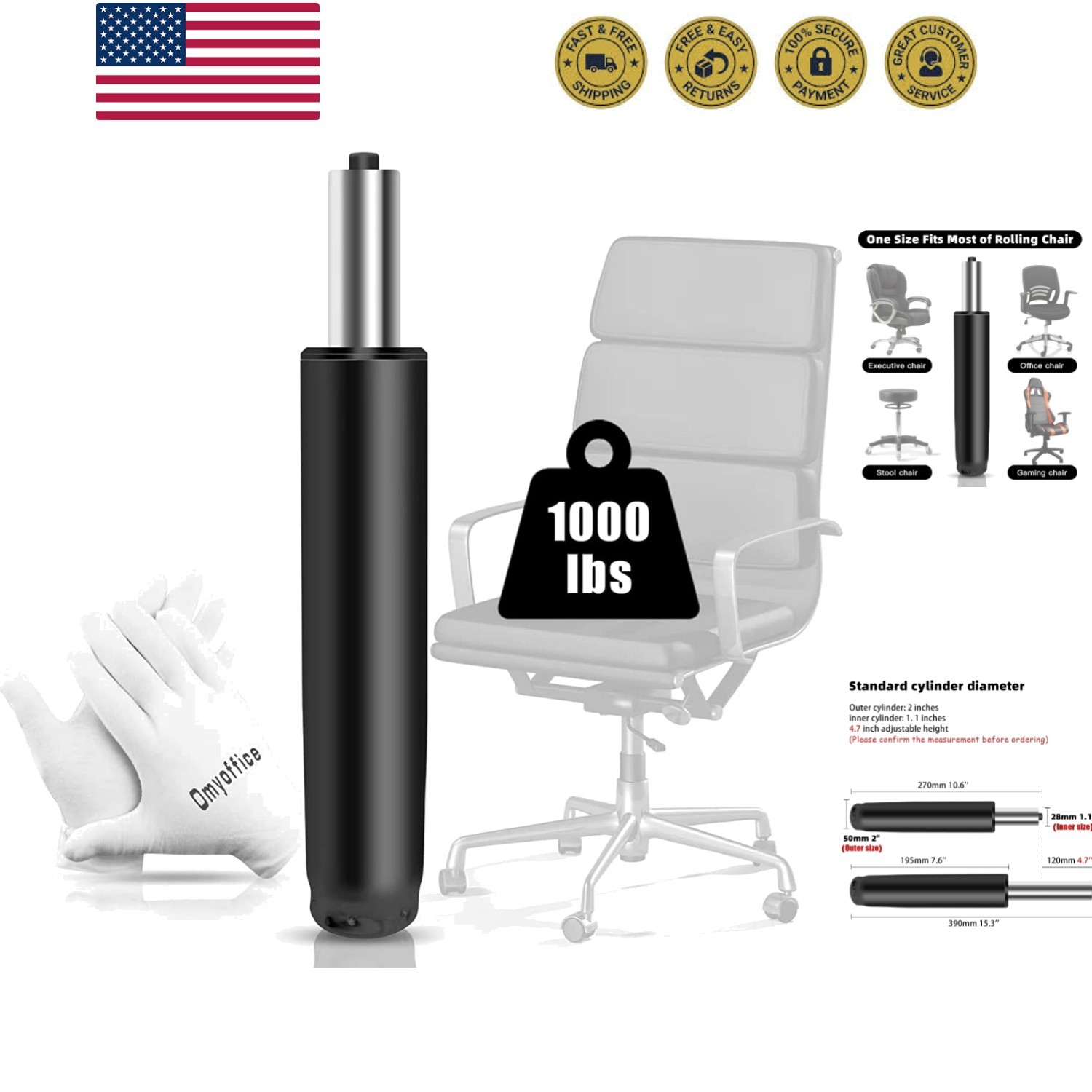 Gas Lift Cylinder-office Chair Replacement Parts,univer...