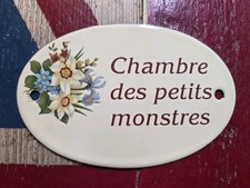 Chambre des petits monstres Vintage Enamel Sign Antique Style French Home 