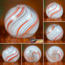 Handmade Red  White Onionskin Marble, 0.58 inch, Near Mint, Germany, S1591