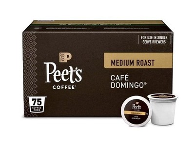 Peet 's Coffee Medium Roast K-Cup Pods, Café Domingo 75 ct.New 