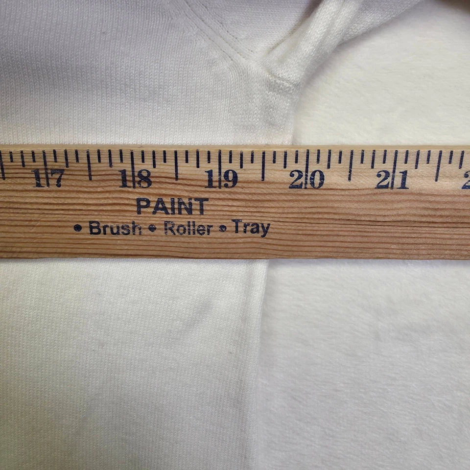 DKNY JEANS Sweater Top Women L White Knit Ribbed Relaxed Ruffle Minimalist Tunic - Image 3 of 4