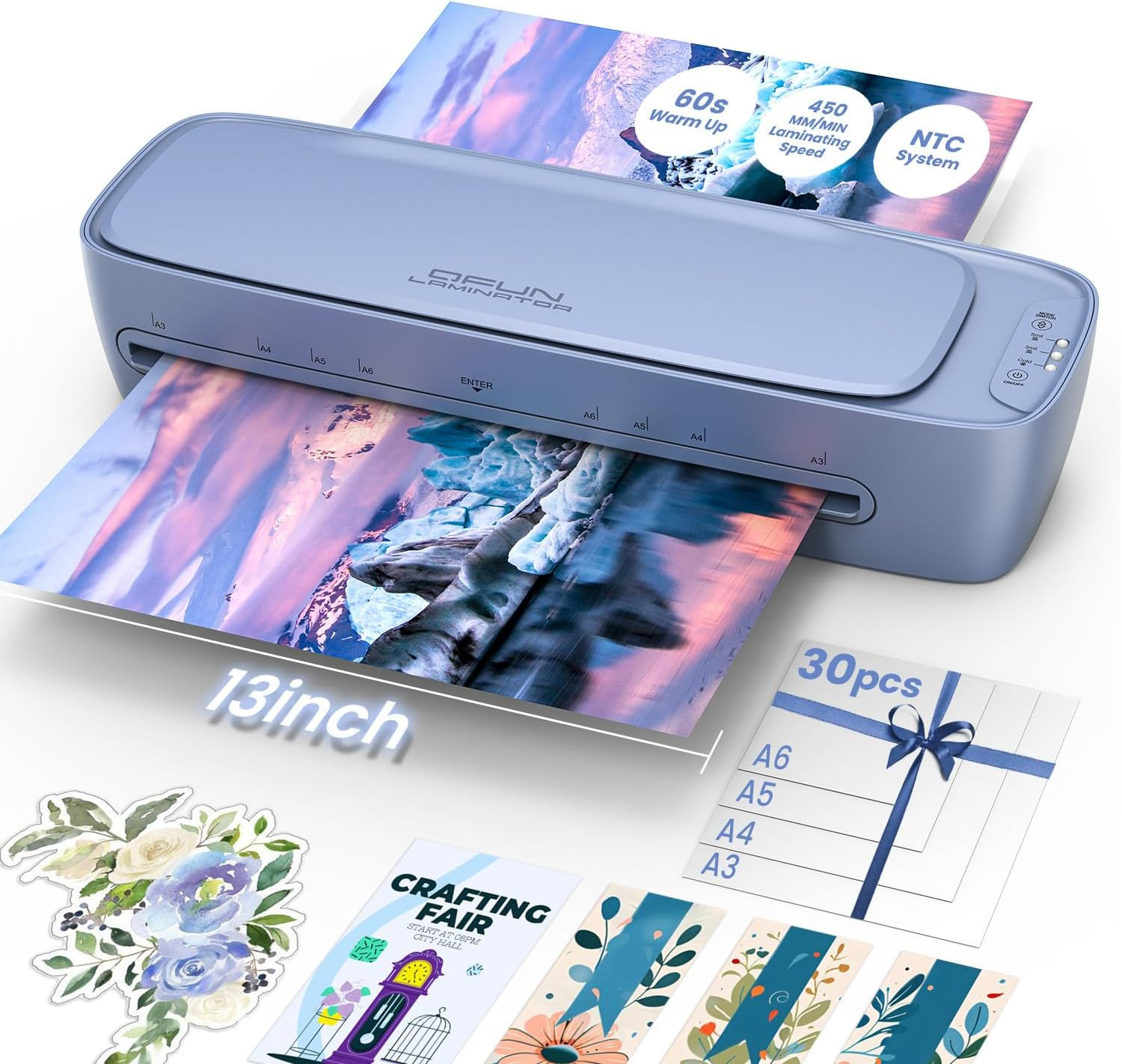 11X17 Laminator Machine 13 Inch with 30 Laminating Sheets for Teachers