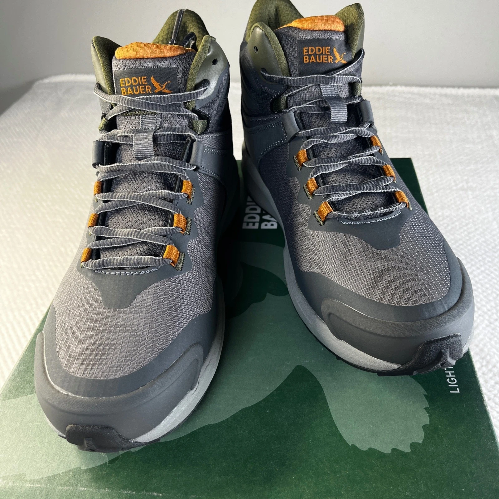 Eddie Bauer Rapoza Mens Outdoor Hiking Boots Grey Orange 10.5 196084522081
