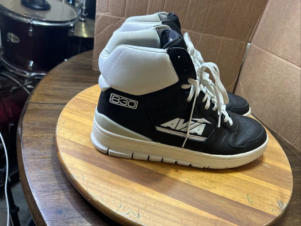 Avia 865 High-Top Black Leather Sneakers with White Accents - Image 2 of 4