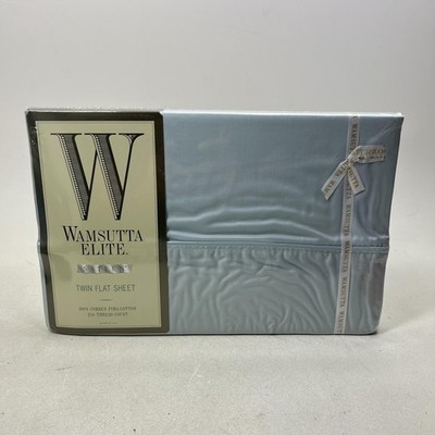 Wamsutta Elite Blue Twin Flat Sheet 100% Pima Cotton Sateen 250 Thread Count