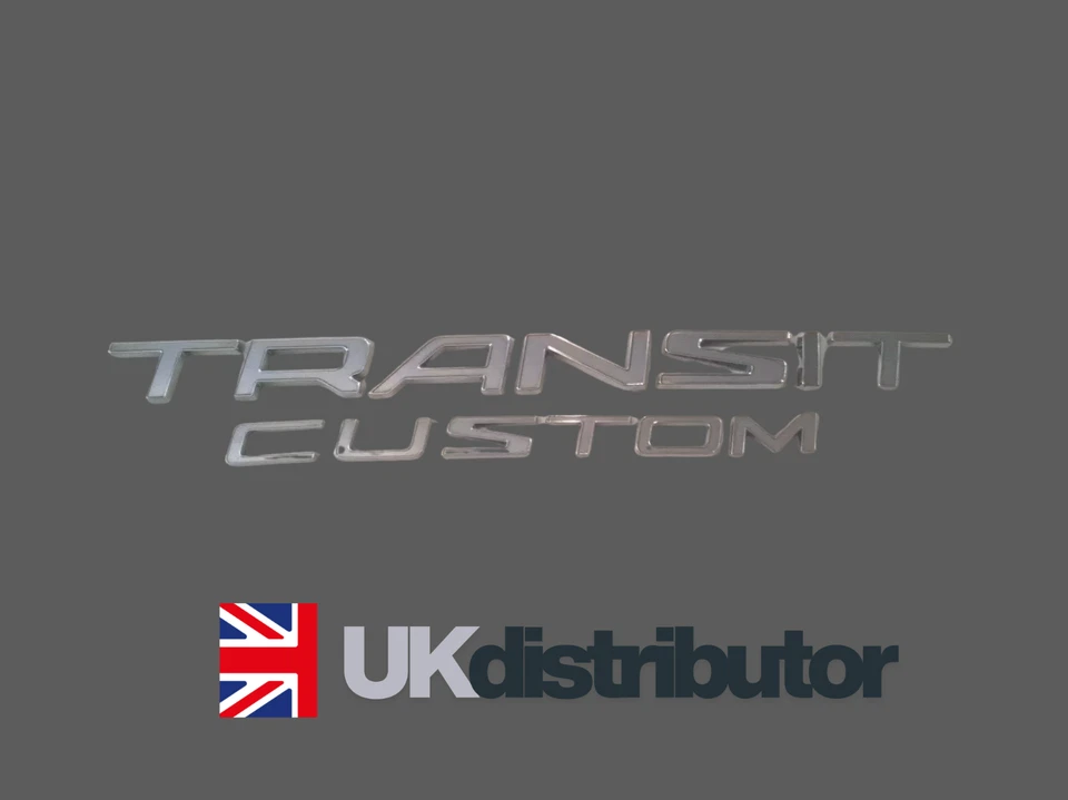 Chrome Metal Rear Tailgate Door Badges for Ford TRANSIT CUSTOM 2014-2022