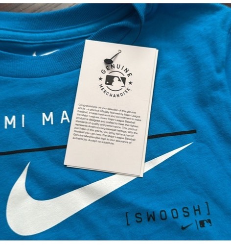 MLB Nike Miami Marlins kids blue Nike and marlins logo tee shirt size M 5/6 NWT - Picture 3 of 6