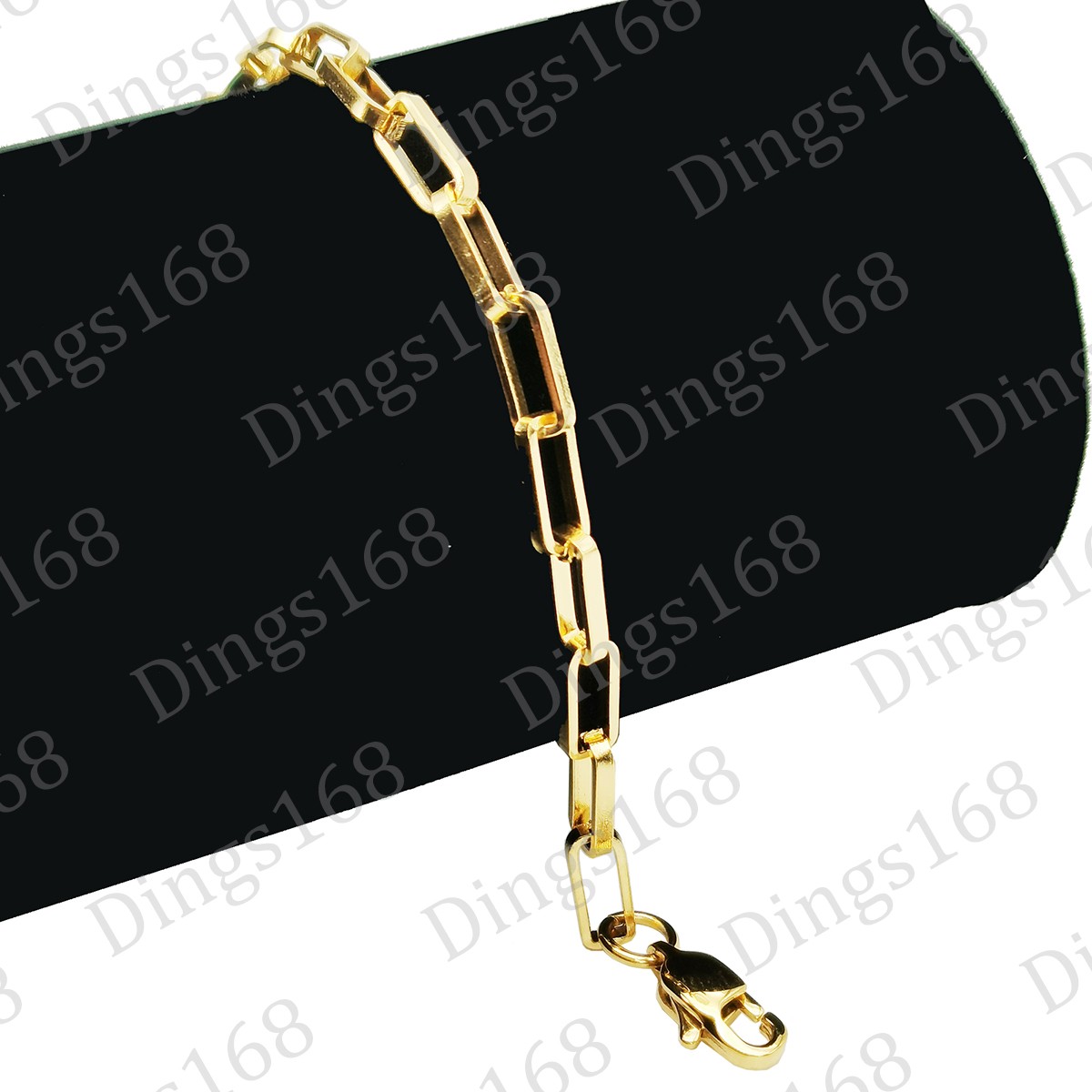 18K Yellow Gold Filled Traditional 4mm Paper Clip Chain Bracelet, Tarnish-Free
