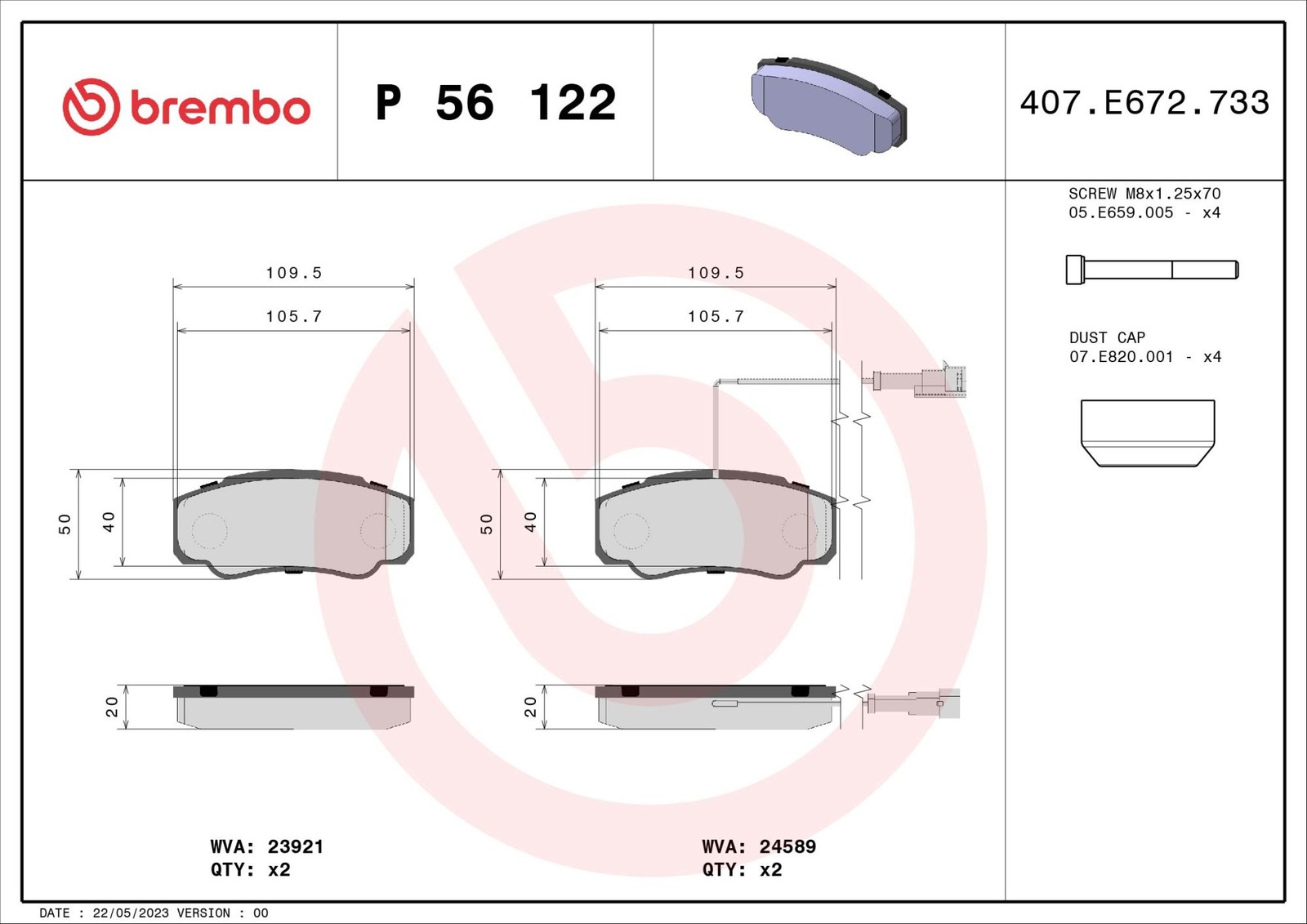 Plaquettes de frein Brembo P 56 122 pour stopper les sifflements